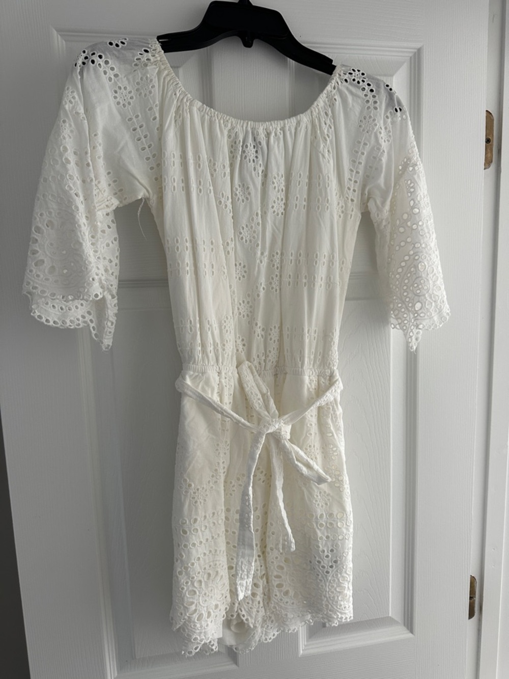 Sperry White Eyelet Lace Romper with Tie Waist